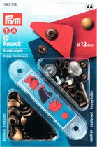 Boutons-pression Prym Anorak, 12mm, laiton vieilli. Avec illustrations d'applications.