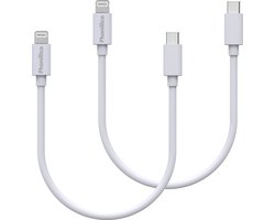 2x Lightning naar USB C Kabel Wit - 0,2 meter - Oplaadkabel voor iPhone X / XS / XS MAX / XR / 7 / 7 PLUS / 8 / 8 PLUS / 6 / 6S / 6 PLUS / 6S PLUS / 5 / 5S / SE / AirPods 1 / Airpods 2 / Airpods 3 / Airpods Pro 1