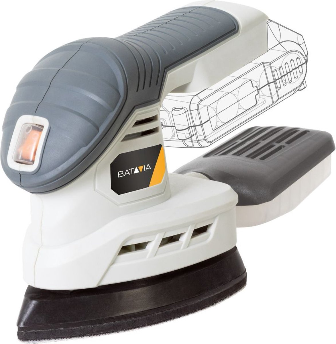 Batavia Schuurmachine 18V Incl. 2.0 Ah Accu Ideaal voor het schuren van randen hoeken en kleine oppervlakken Maxxpack