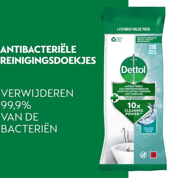 Dettol Antibacteriële doekjes Multi-oppervlak Ocean - 3 x 110 stuks - Voordeelverpakking