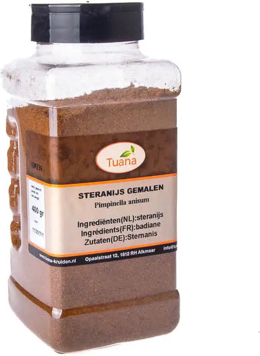 Goedkoopste Tuana Kruiden - Steranijs Gemalen - Strooibus 300 Gram - Kruiden Zonder Zout - GP0255