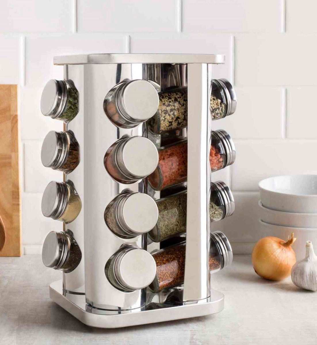 Kruidenpotjes Carousel Babij Cooking - Compleet Kruidenrek met 16 Potjes