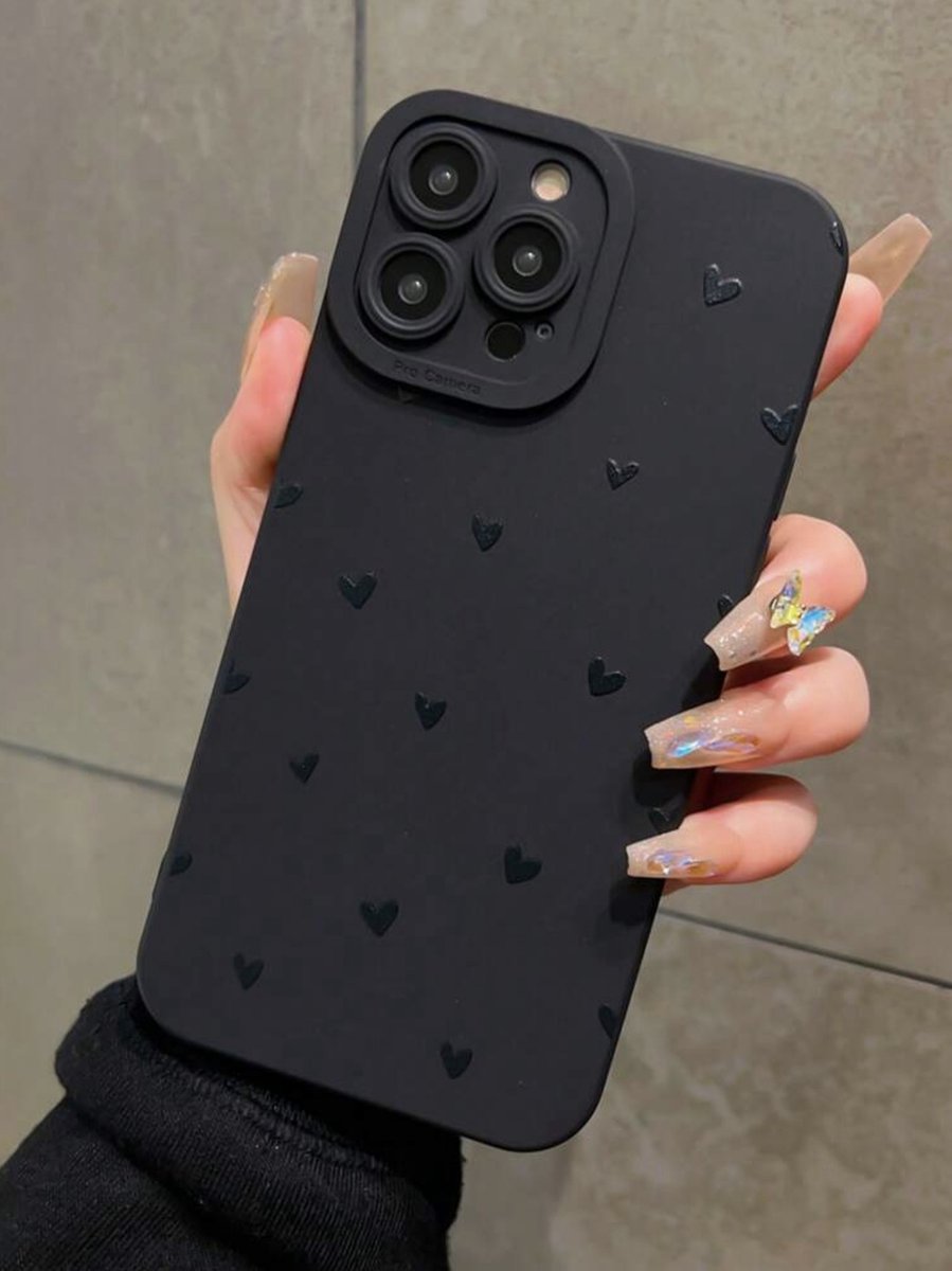 Dyfenz zwarte hoesje met hartjes iPhone 12 Pro Max black cover with hearts