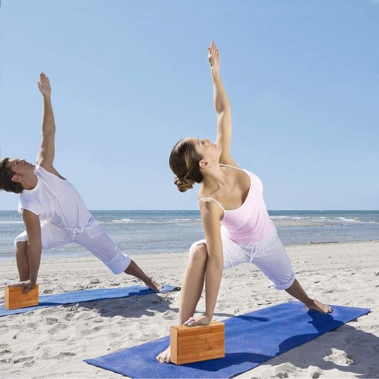 Yogablok van 100% natuurlijke bamboe - set van 2 stuks — afbeelding 4