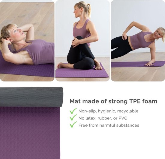 Flow Yogamat TPE 2 x EVA Yoga Stenen - Rubber Yoga Blokken - Katoenen Yoga Riem voor Beginners van Avento — afbeelding 5