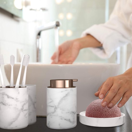 Badkamer Accessoireset, 5 stuks acryl badkamer accessoires set luxe bad ijdelheid set met bad beker fles tandenborstel houder zeepbakje vloeibare zeep lotion pomp dispenser voor thuis badkamer hotel