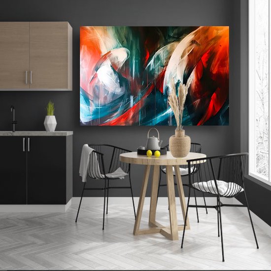 Kleuren portret - Abstract expressionisme wanddecoratie - Schilderij op canvas Moderne kunst - Landelijke schilderijen - Canvas keuken - Muurkunst canvas 150x100 cm