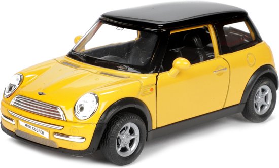 Welly Speelgoed Mini Cooper auto - geel - die-cast metaal - 11 cm - modelauto