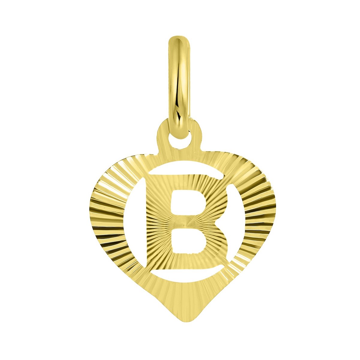 Lucardi Dames alfabet hanger hart - Letter B - Cadeau - 9 Karaat - Geelgoud