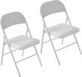 Bol.com 2 stuks PU opvouwbare stoel indoor metalen frame opvouwbare bureaustoel campingstoel ruimtebesparende bureaustoel voor g... aanbieding