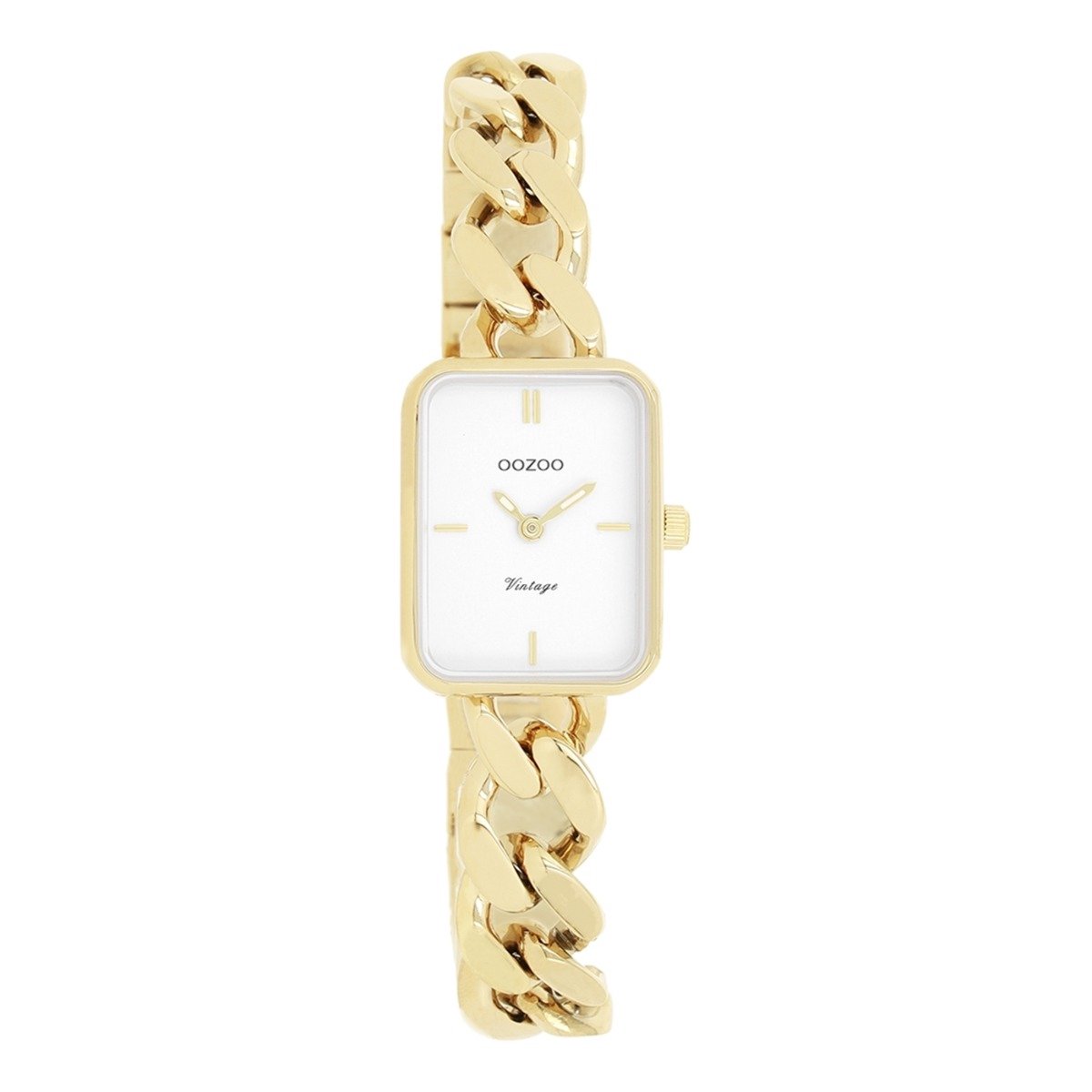 Goudkleurige OOZOO horloge met goudkleurige grove schakelarmband - C20362