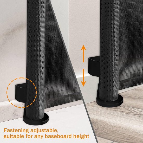 iMoebel Door Protection Grille Stair Protection Grille Extendable Width 0-140 cm Height 83 cm Rolling Grille Sealing Grille Stair Protection Roller Blind for Babies, Children, Puppies, Grey