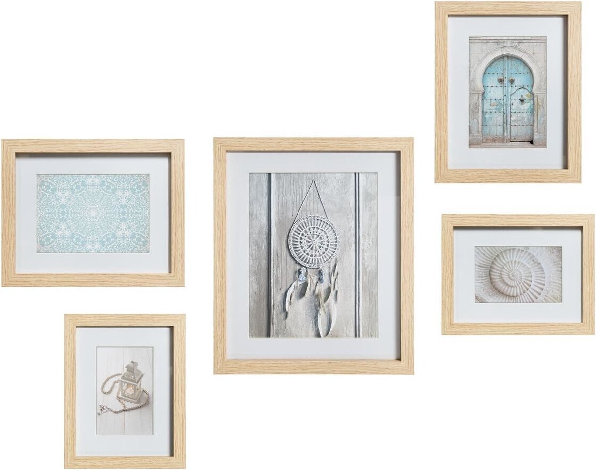 Atmosphera Créateur d'intérieur® Set van 5 houten fotolijstjes DINA Beige