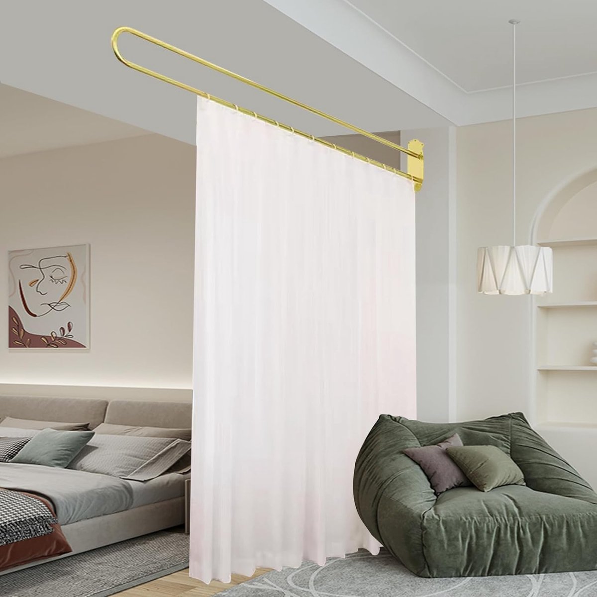 Harrms Gordijnroede voor erkerramen, verstelbare hoekgordijnroede L-vormig 76-345 cm, stabiele 25 mm metalen stang, zwart, voor hoek- en schuine ramen in de woonkamer en slaapkamer
