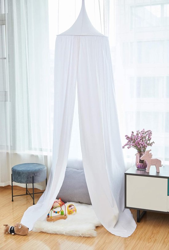 SHIKUN Chiffon luifel ronde koepel kinderklamboe met golfkant en stippen, kindertent, bedgordijn, perfect voor meisjes, kinderbed, meisjeskamer, beige SHIKUN Chiffon luifel ronde koepel kinderklamboe met golfkant en stippen, kindertent, bedgordijn, perfect voor meisjes, kinderbed, meisjeskamer, beige