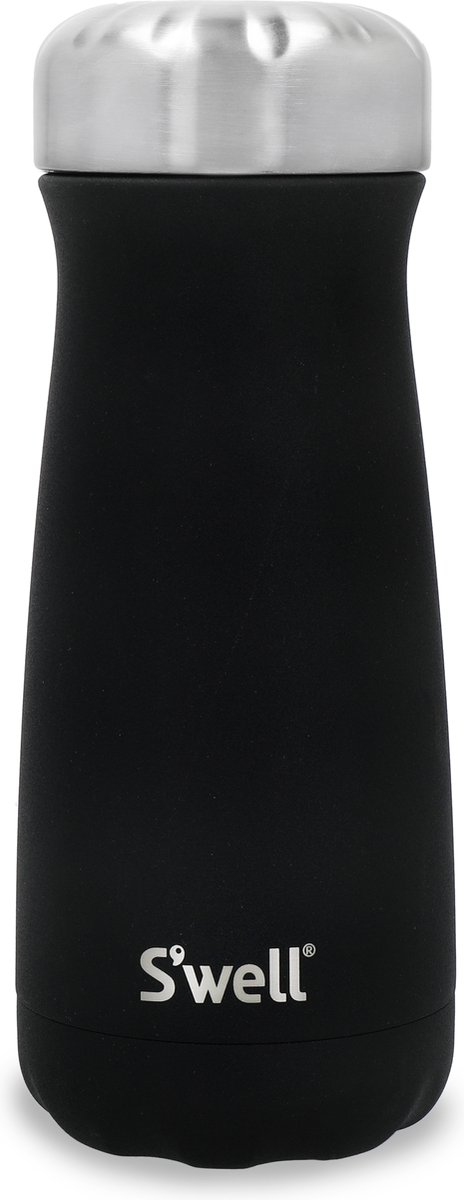 S'well Traveler drinkfles, zwart onyx, 470 ml. Vacuüm geïsoleerde reisfles voor koude en warme dranken - BPA-vrije roestvrijstalen waterfles