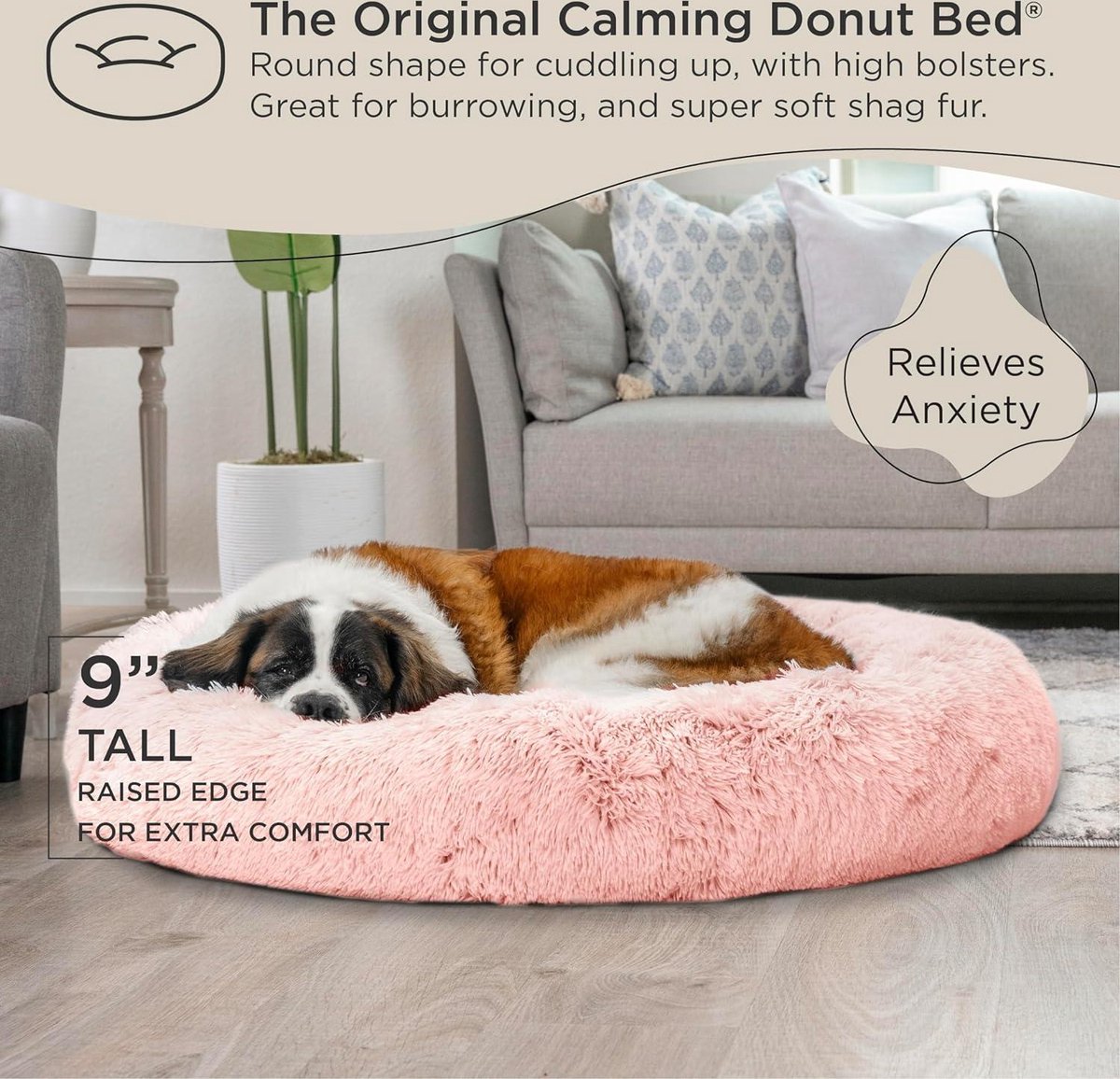 Best Friends by Sheri The Original Calming Donut Cat and Dog Bed in Shag Fur Dusty Rose, Small 23x23 Best Friends by Sheri The Original Calming Donut Cat and Dog Bed in Shag Fur Dusty Rose, Small 23x23