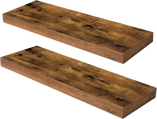 WOLTU 3 Stucks wandplank, zwevende plank, boekenplank, planken voor decoratie, wandplanken van MDF-hout, set van 3 hangplanken, Zwart, 100 x 23 x 3,8 cm RG9317sz-3