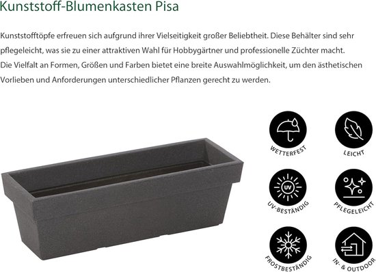 ESCHBACH Pflanzkübel Box 60 Espresso - Rechteckiger Pflanzkübel 60x20x20cm, 10 Jahre Garantie