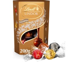 Lindt LINDOR Gemengde chocolade bonbons 200 gram - Melk, Wit, Puur en Hazelnoot chocolade bonbons - 16 bonbons