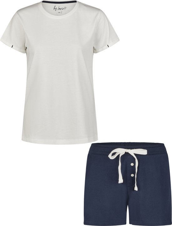 By Louise Essential Dames Korte Pyjama Set Shortama Off-white - Maat L