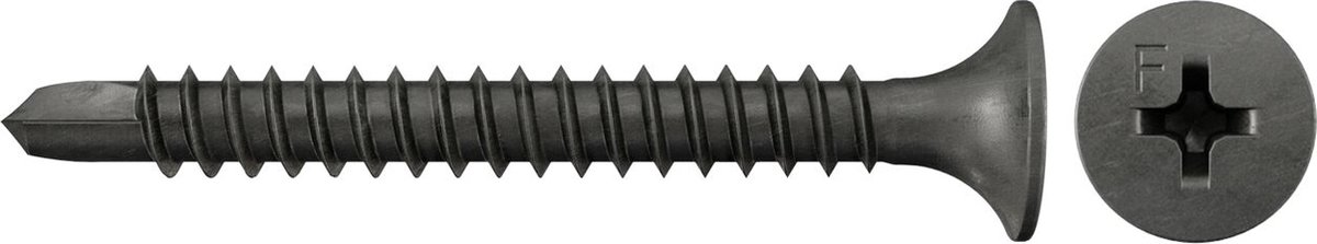 Fischer 1.000x snelbouwschroef 3,5 x 35 trompetkop gefosfateerd fijne schroefdraad kruiskop PH - 665093