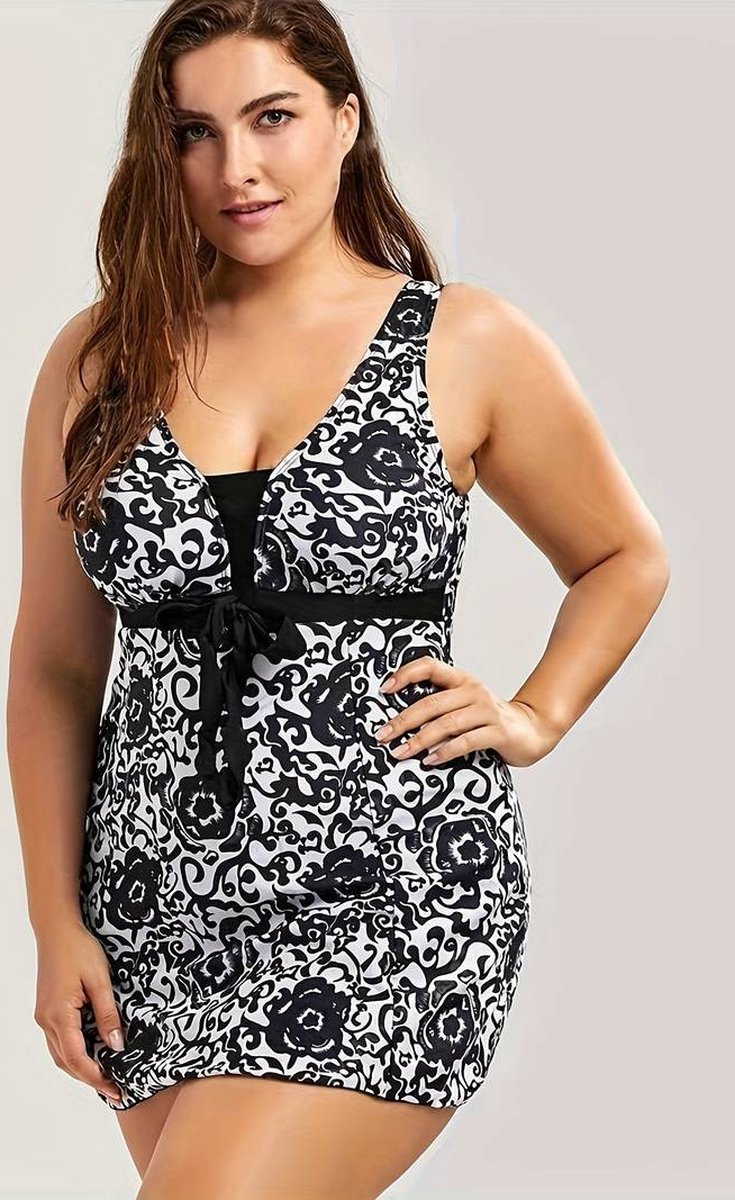 Badpak - Zwemjurk met Short - Zwemkleding Met Boxer Short - 2 - delige Tankini set - Zwempak Strandkleding Zwemkldeing 661 - Zwart