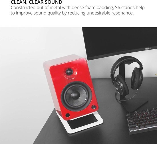 Desktop Speaker Stands for Large Speakers - 2 Pack (White) - Kanto S6W speaker stands for table monitor van Kanto — afbeelding 5