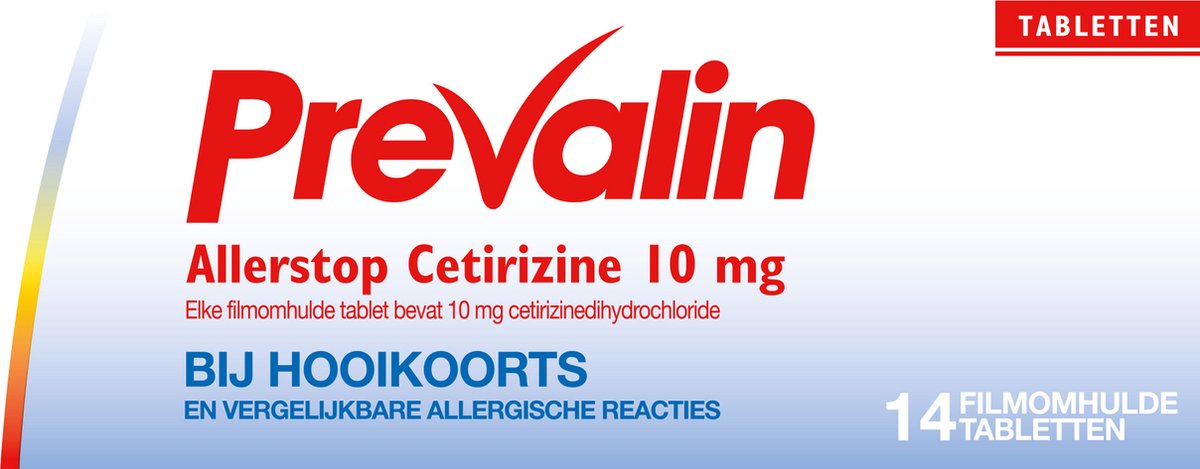 Goedkoopste Prevalin Allerstop Allergietabletten Cetirizine 10 mg - 14 tabletten