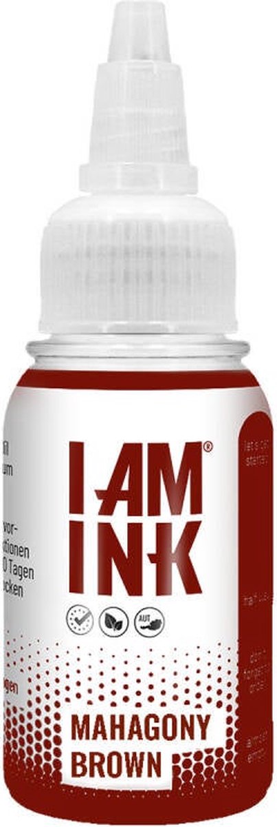 I AM INK - Mahagony Brown 30ml | Premium Professionele Tattoo Inkt | Reach & Vegan | Stick en Poke | Handpoke Tatoeage Inkt | Tattoo set | PMU | Permanente Make-up | Geschikt voor Machine Cartridges & Needles | Liner | Shader