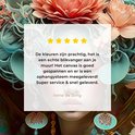 Gros plan d'une peinture d'une femme asiatique avec une coiffe florale et un avis de 4 étoiles.