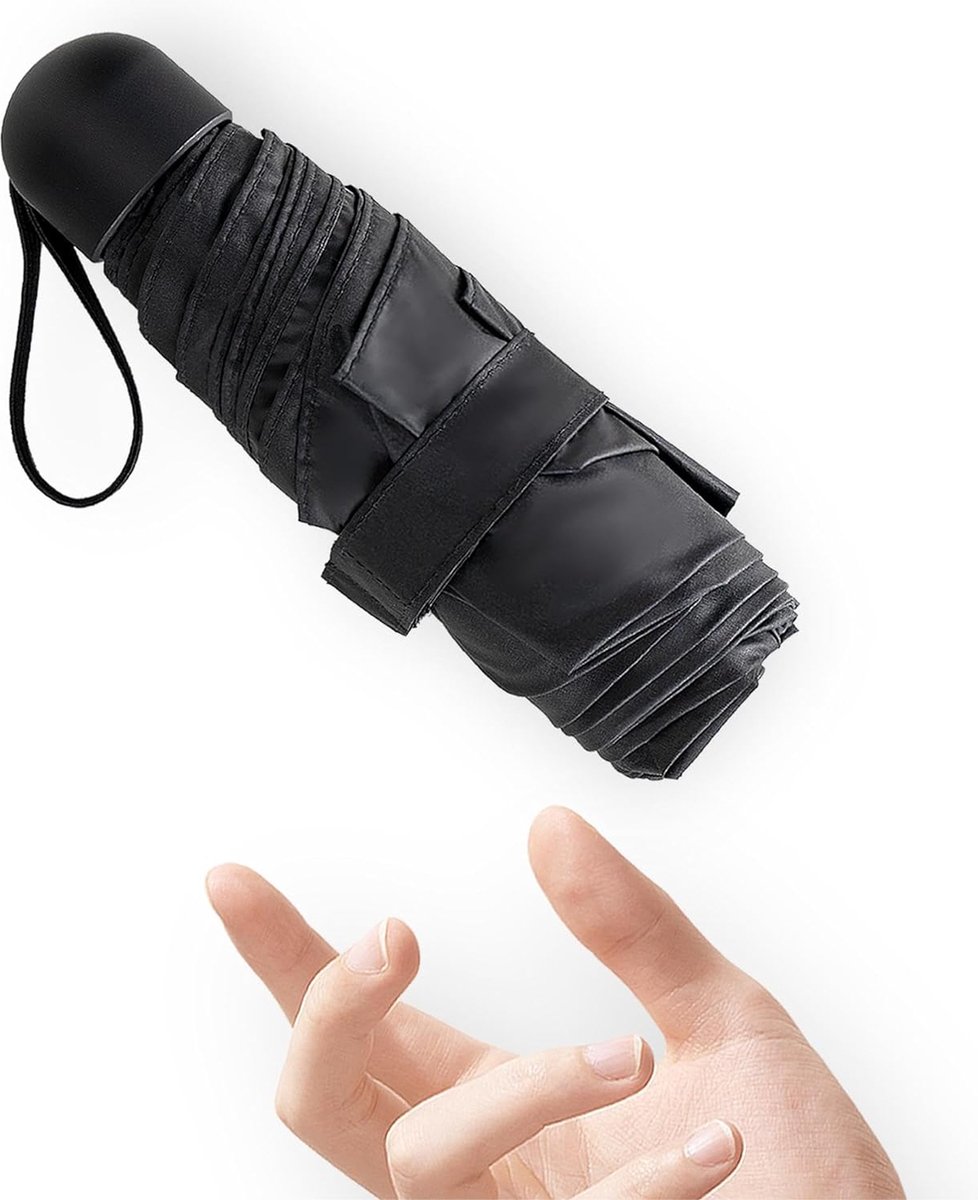 Parapluie De Voyage Mini Compact 6 Baleines Bleu - Parapluie Pliable Avec Étui Sac Portable Homme Femme