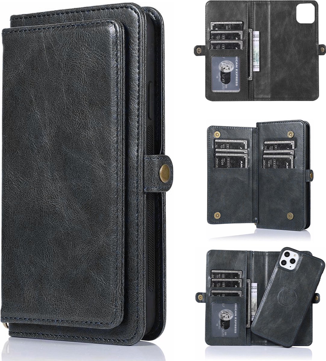 Hoesje geschikt voor iPhone 14 - Bookcase - Afneembaar 2 in 1 - Backcover - Pasjeshouder - Portemonnee - Kunstleer - Zwart
