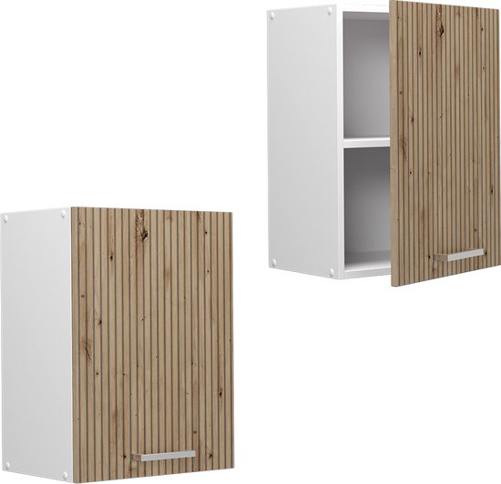 Vicco Universele hangkast R-Line, Zwart hoogglans, 40 cm met open schappen