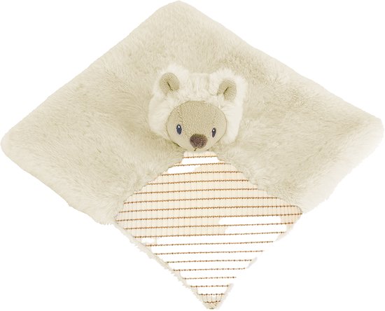 Ecru knuffeldoekje met een schaapje en strepen