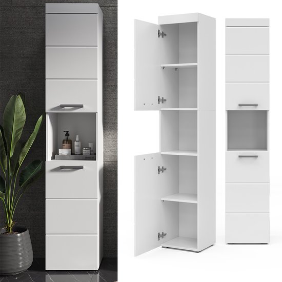 Vicco Badmeubels Izan, 4 Delen Met Middelste Kast, Wit