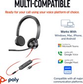 HP Poly Blackwire C3325-M On Ear headset Computer Kabel Stereo Zwart Ruisonderdrukking (microfoon) Headset, Volumeregel