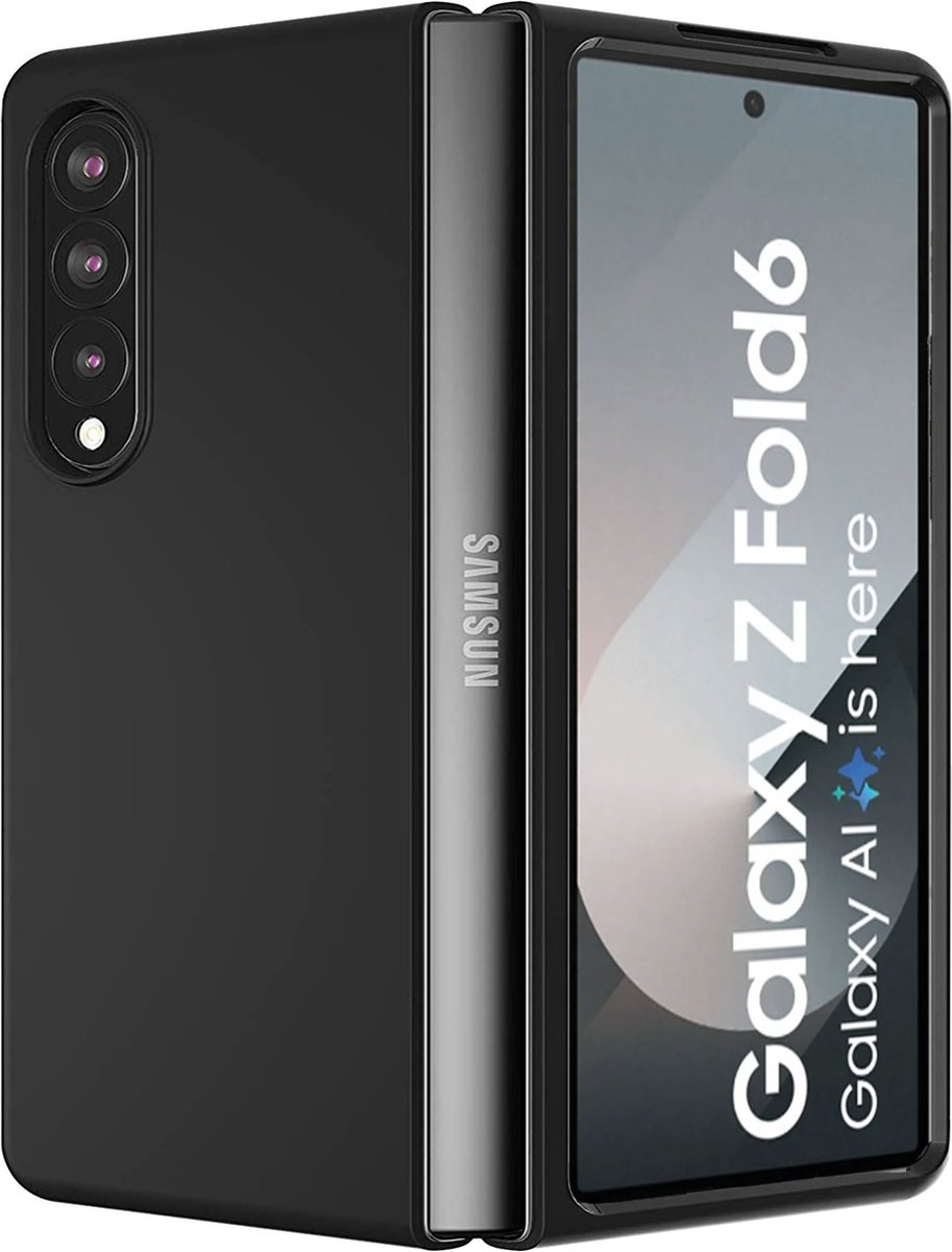 Geschikt voor Samsung Galaxy Z Fold 6 - Hoesje - Shock Proof Case – Suède Case Zwart