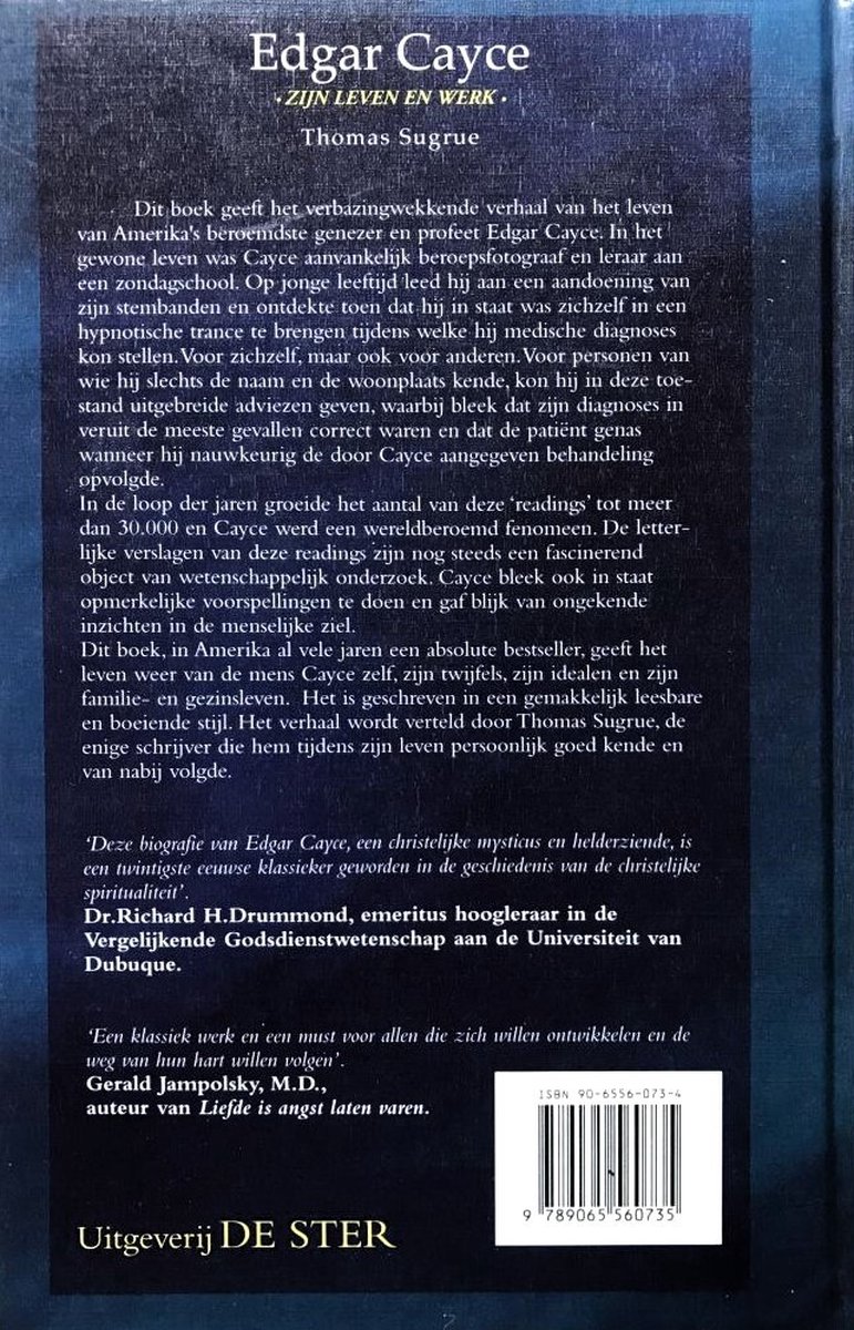 EDGAR CAYCE: ZIJN LEVEN EN WERK - back cover