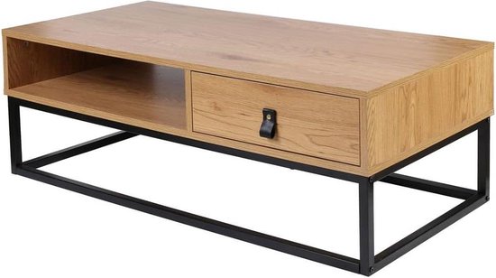 Table Basse Design 100x50 Cm - Finition Wengé - MDF - Style Moderne Et Sobre