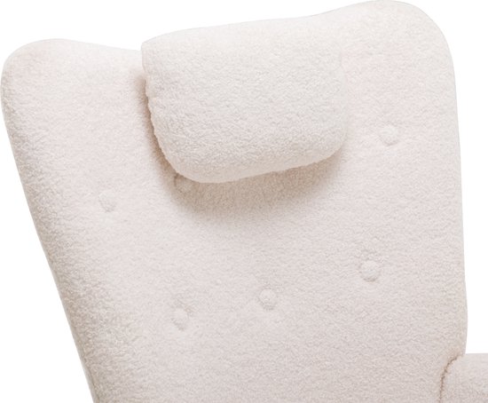 Sweiko Schommelstoel - Teddy fauteuil - Met hoofdsteun + hocker - Belastbaar 100kg - Wit