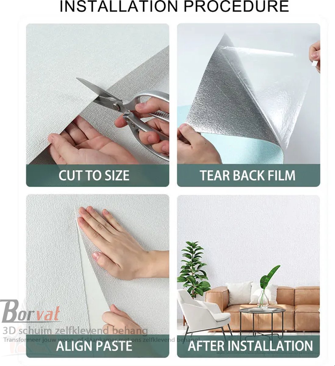 Zelfklevend Behang Geluiddicht Zelfklevend Geluiddicht Behang - Waterdicht 3D Reliëf, Imitatie Diatomeeënaarde, Wit, 50 Cm X 8 M Imitatie Diatomeeënmodder Wit Behang