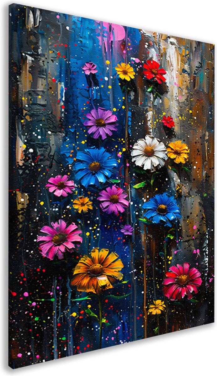 Bloemen portret - Natuur schilderijen - Schilderijen canvas Verf - Landelijke schilderijen - Schilderijen op canvas - Kunstwerk canvas 60x90 cm