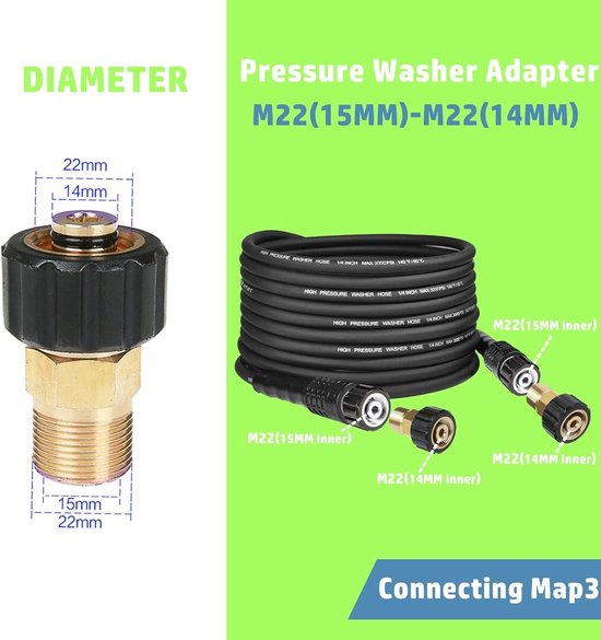 ADAPTATEUR MÂLE PRATIQUE M22 à 14 Mm Pour Lave-linge Sous Pression Matériau L EUR 9,26 - IT