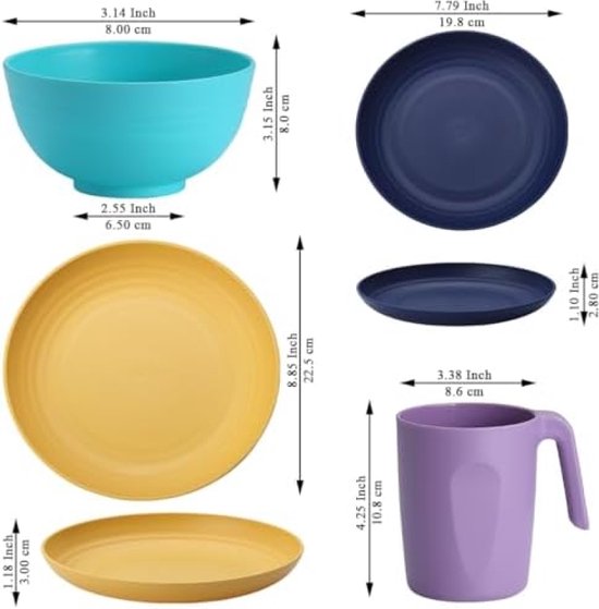 Kyraton Plastic Bestek Sets van 32 Stuks, Onbreekbaar En Herbruikbaar
