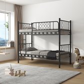 Bol.com AirSleeperz® heavy duty metalen stapelbed Levi - kinderbed hoogslaper voor 2 personen - Kleur: zwart - Afmeting 90x200x1... aanbieding