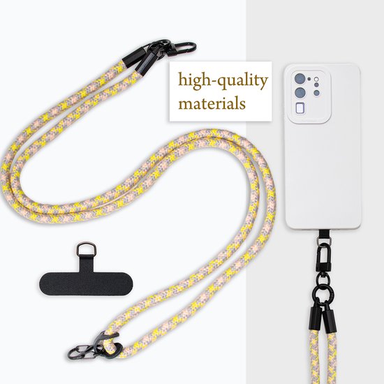Chaîne de téléphone portable Cadorabo pour Honor 6C en JAUNE - GRIS - Étui pour téléphone portable avec cordon de sangle réglable à accrocher autour du cou