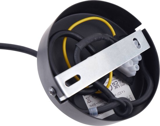 Lindby - Lampe suspendue - 1 lumière - Textile, métal - E27 - gris, noir