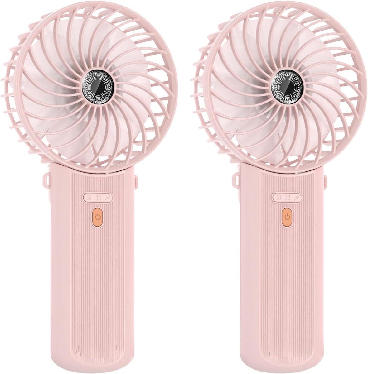 Mini Portable Fan 2 Piece USB Rechargeable Hand Fan with 4 Speeds - 5.5-16 Hours Working Time - 180° Rotation - Small Foldable Fan for Home Office Travel - Pink
