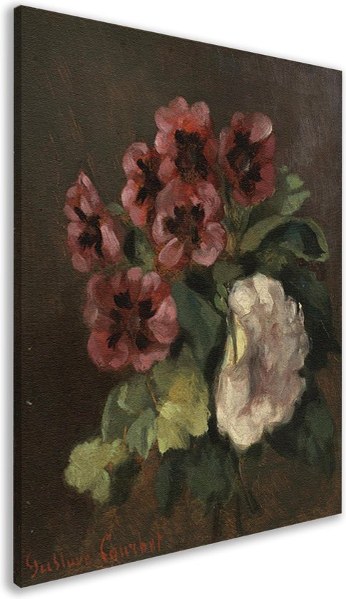 Bouquet of Flowers - Gustave Courbet wanddecoratie - Bloemen schilderijen - Canvas schilderij Natuur - Wanddecoratie modern - Canvas schilderijen - Muur kunst canvas 60x90 cm